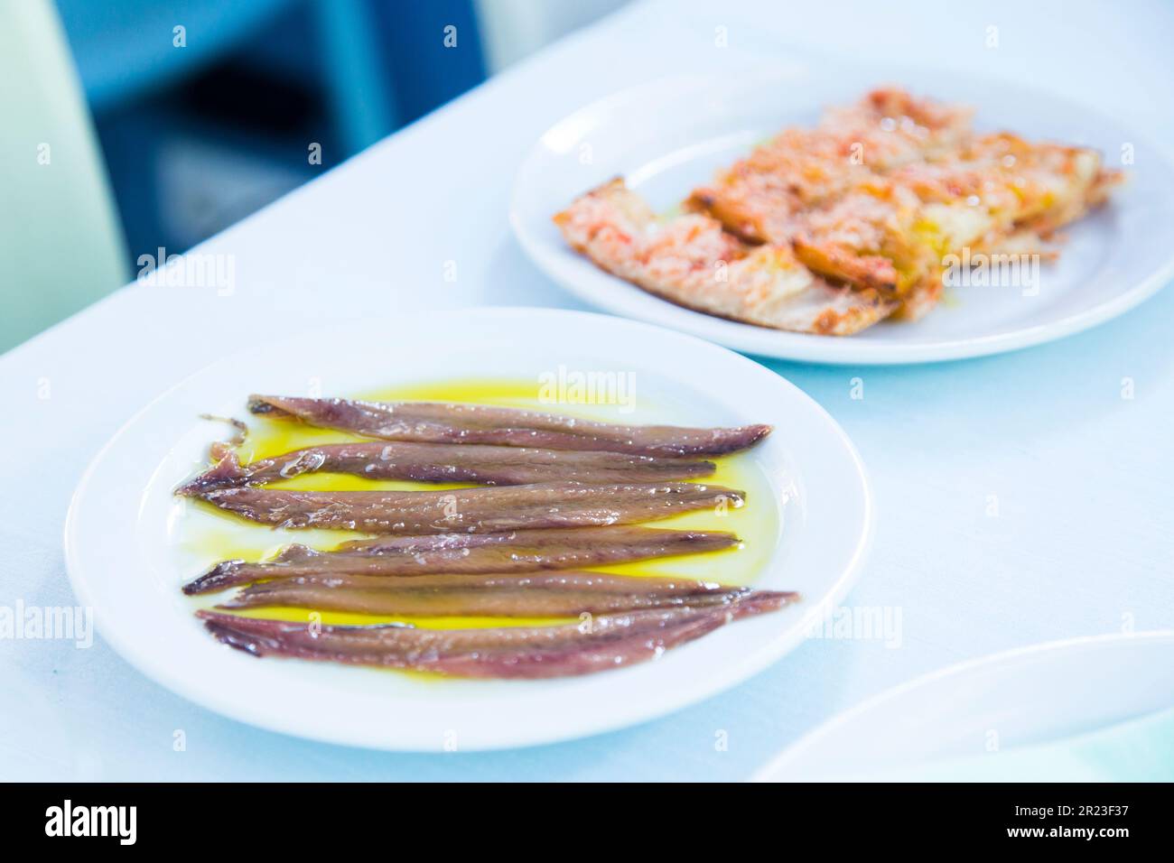 Spanish tapa of Cantabrian anchovies. Gourmet product from the north of