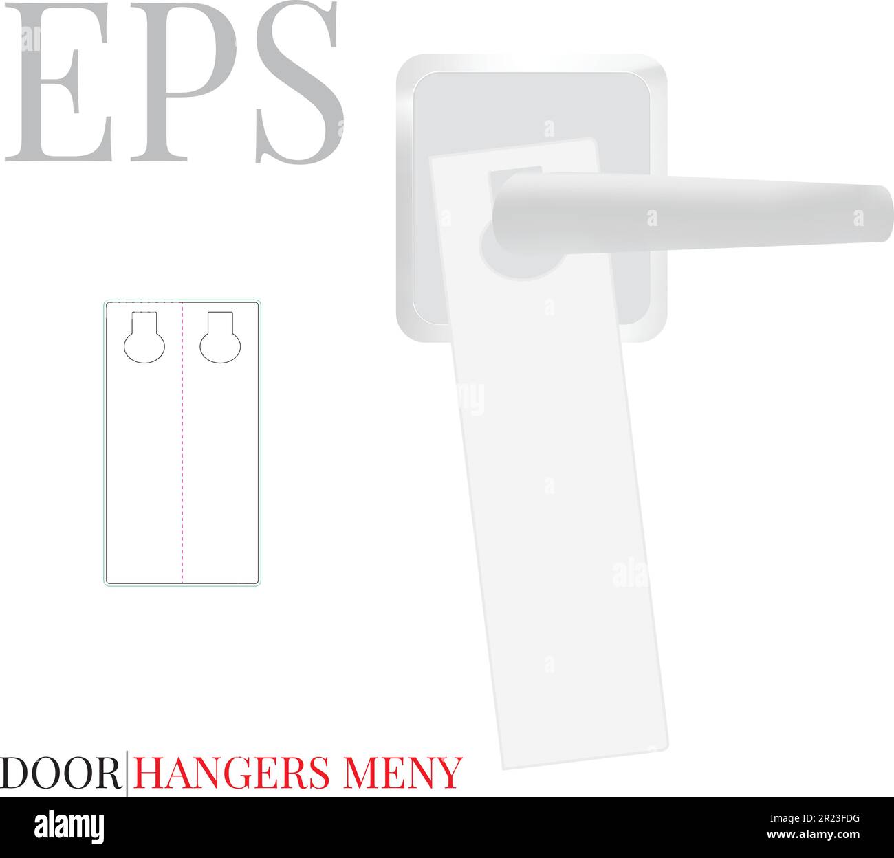 Door hanger, die cut template. Hanger display vector. Blank white clear isolated Door Hanger