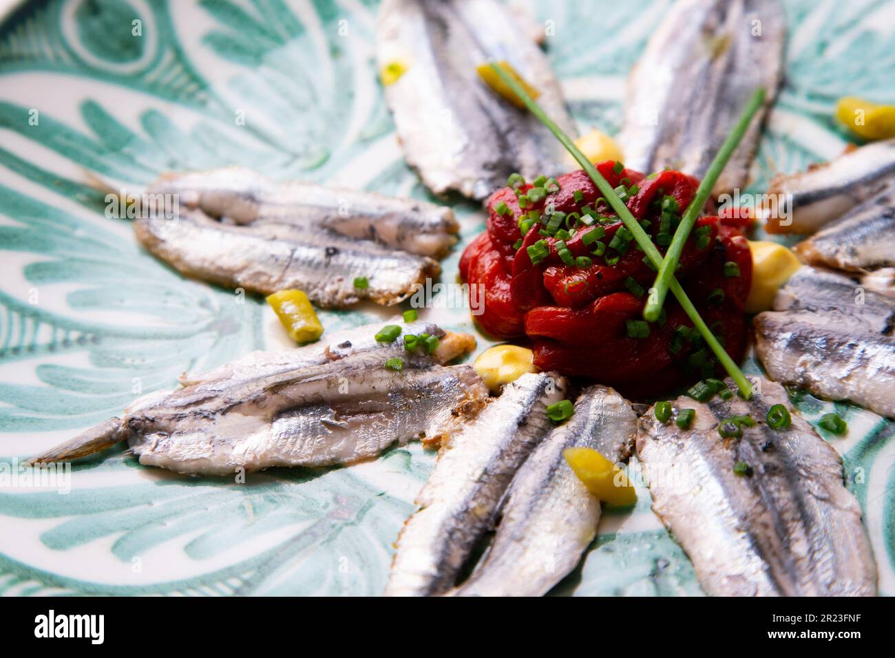 Sardines marinated with vinegar. Traditional tapa from northern Spain