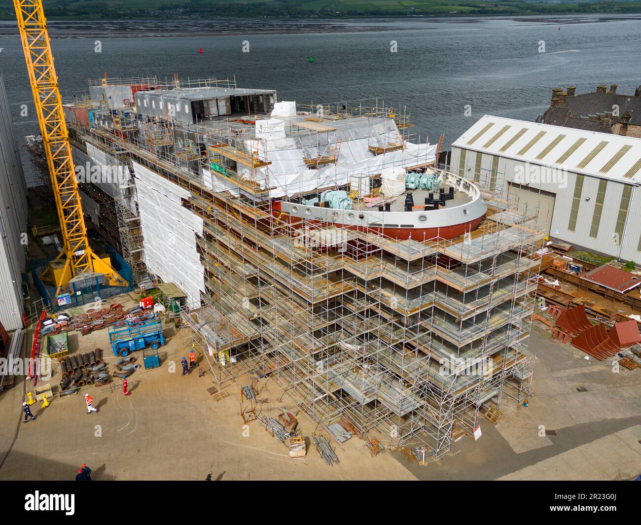 Port Glasgow, Scotland, UK. 16 May 2023. Latest aerial images of