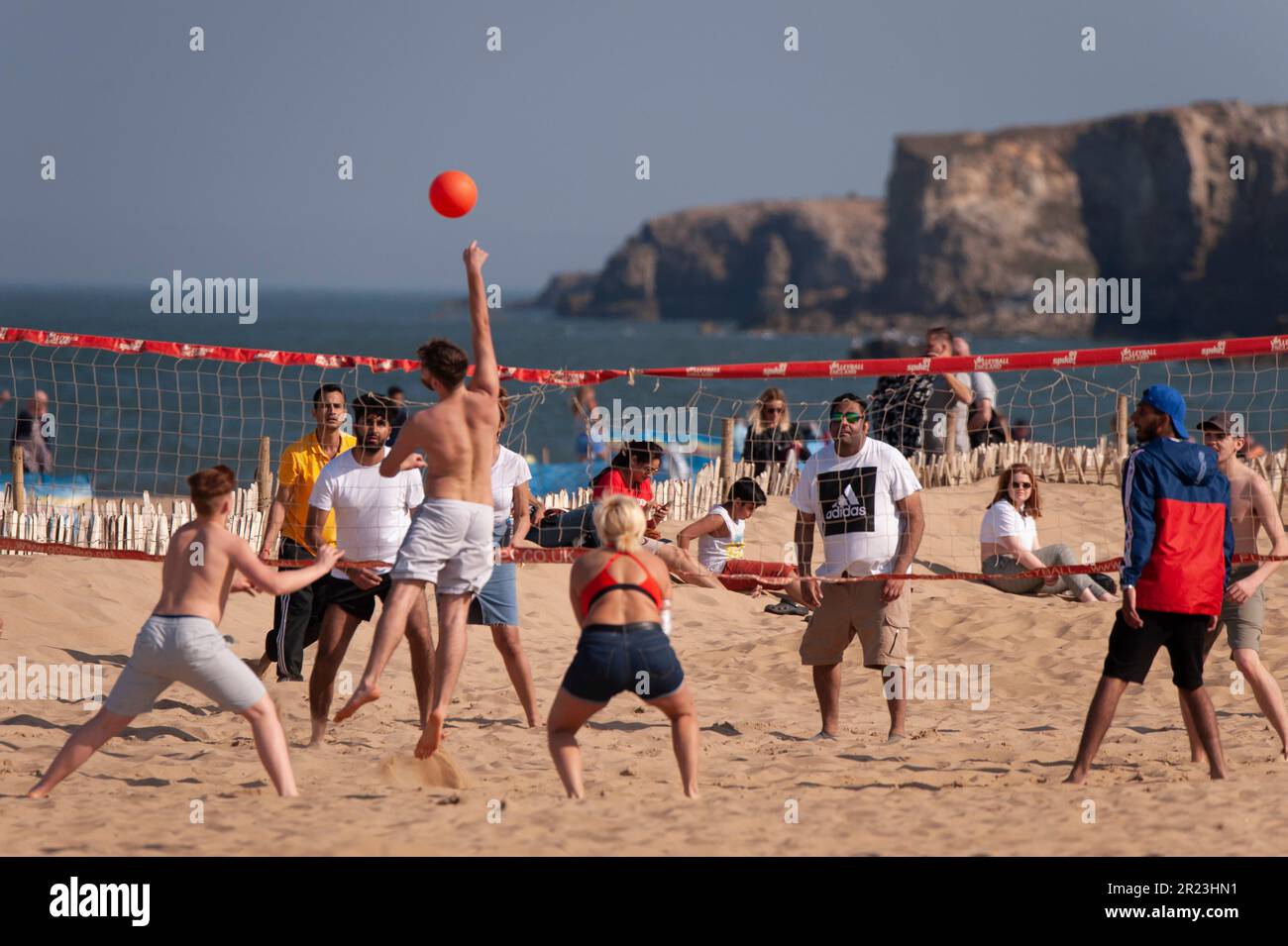 Beach Volleyball game on Sandhaven Beach, South Shields Stock Photo Alamy