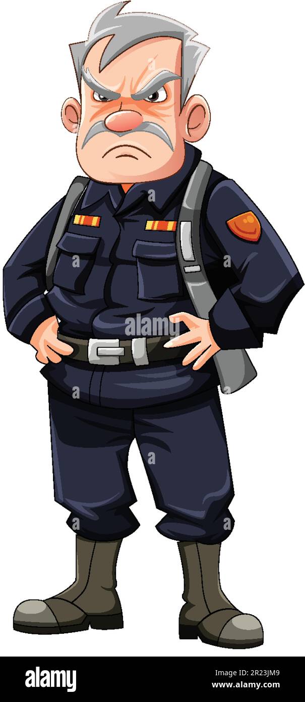 Grumpy army officer cartoon character illustration Stock Vector Image ...
