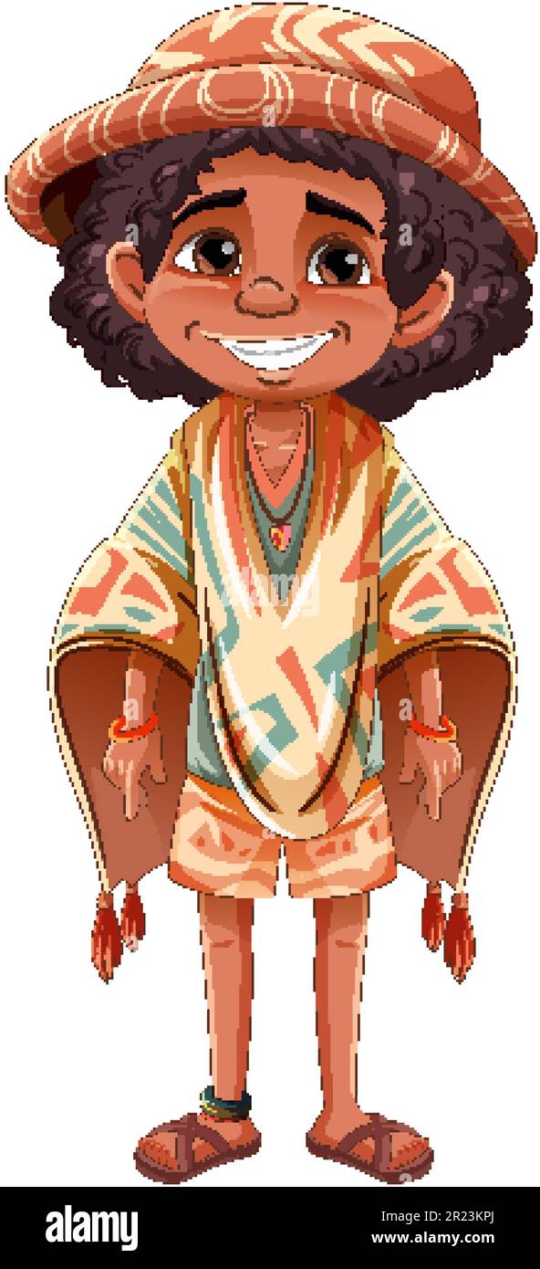 Boy wearing native American outfit illustration Stock Vector Image ...