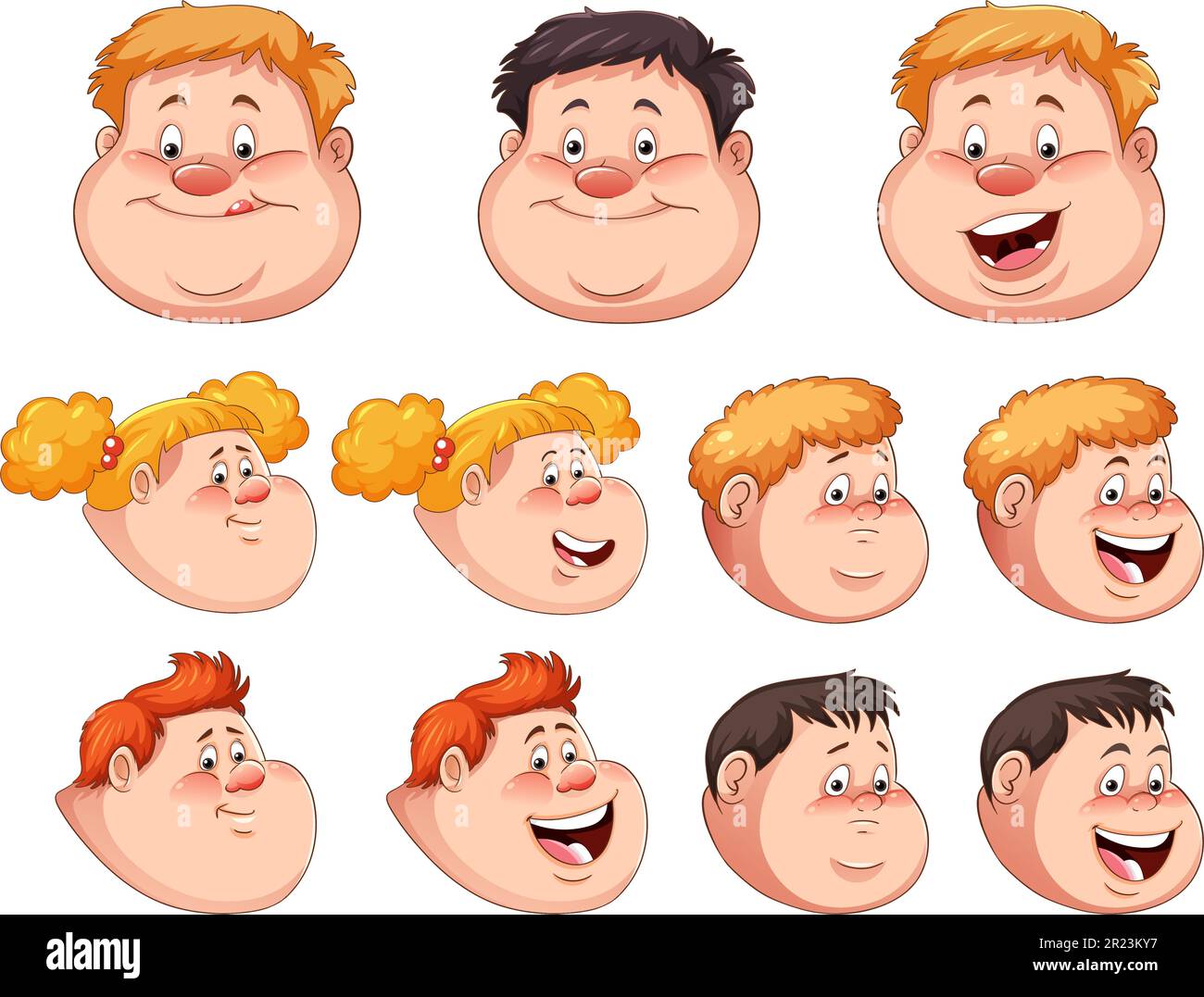 Set of fat cartoon character face illustration Stock Vector Image & Art