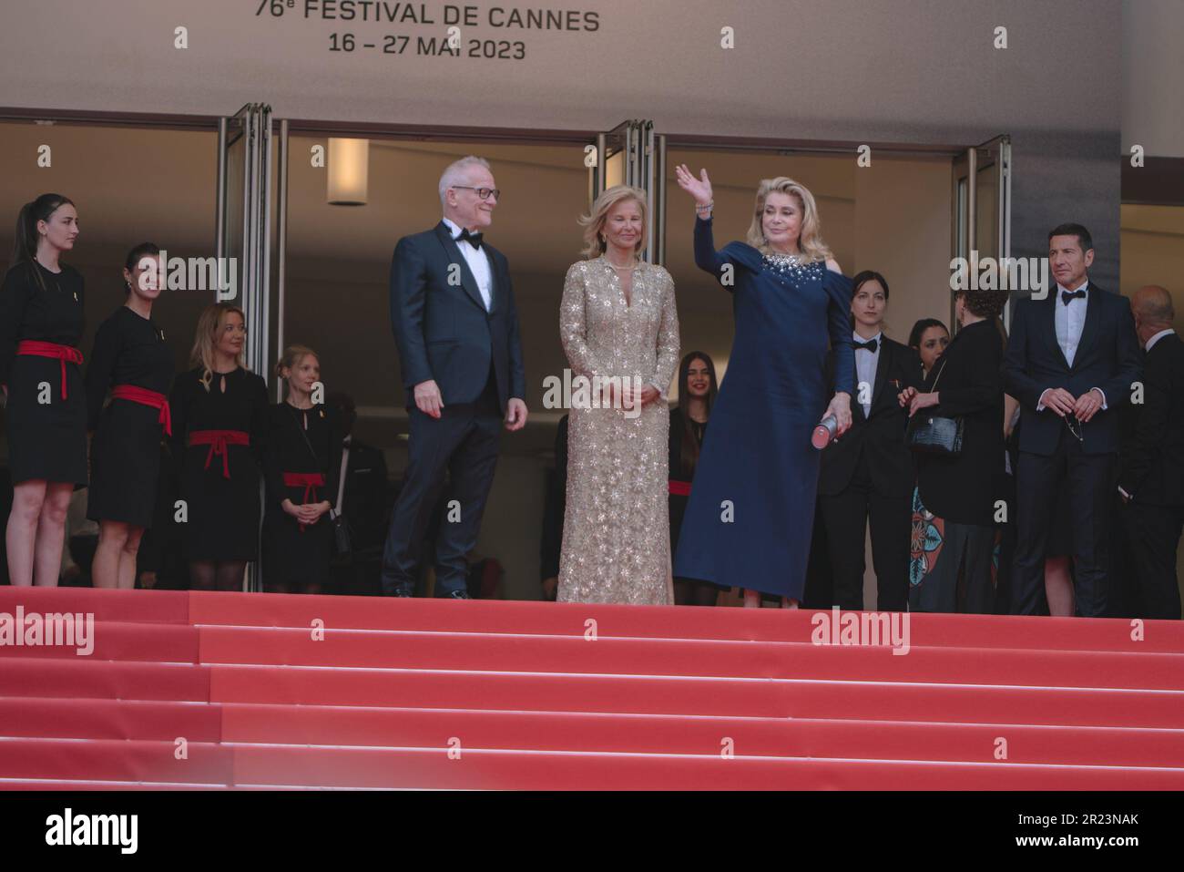 Cannes, France. 16th May, 2023. CANNES, FRANCE - MAY 16: Catherine Deneuve attends the ''Jeanne du Barry'' Screening & opening ceremony red carpet at the 76th annual Cannes film festival at Palais des Festivals on May 16, 2023 in Cannes, France. (Photo by Luca Carlino/NurPhoto)0 Credit: NurPhoto SRL/Alamy Live News Stock Photo