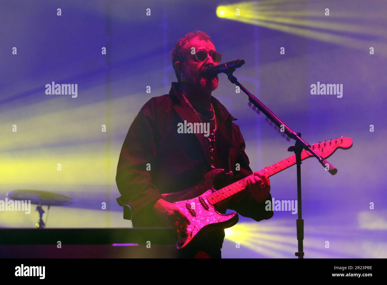 Mexico City, Mexico. 12th May, 2023. May 12, 2023, Mexico City, Mexico: Ismael 'Tito' Fuentes member of Mexican band Molotov performs on stage as part of their ‘EstallaMolotov' tour at Foro Sol. on May 12, 2023 in Mexico City, Mexico. (Photo by Ismael Rosas/ Eyepix Group) (Photo by Eyepix/NurPhoto) Credit: NurPhoto SRL/Alamy Live News Stock Photo