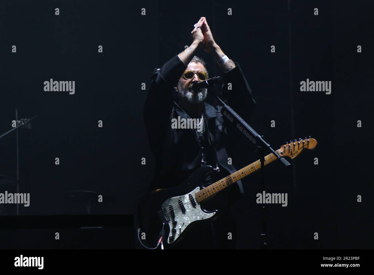 Mexico City, Mexico. 12th May, 2023. May 12, 2023, Mexico City, Mexico: Ismael 'Tito' Fuentes member of Mexican band Molotov performs on stage as part of their ‘EstallaMolotov' tour at Foro Sol. on May 12, 2023 in Mexico City, Mexico. (Photo by Ismael Rosas/ Eyepix Group) (Photo by Eyepix/NurPhoto) Credit: NurPhoto SRL/Alamy Live News Stock Photo