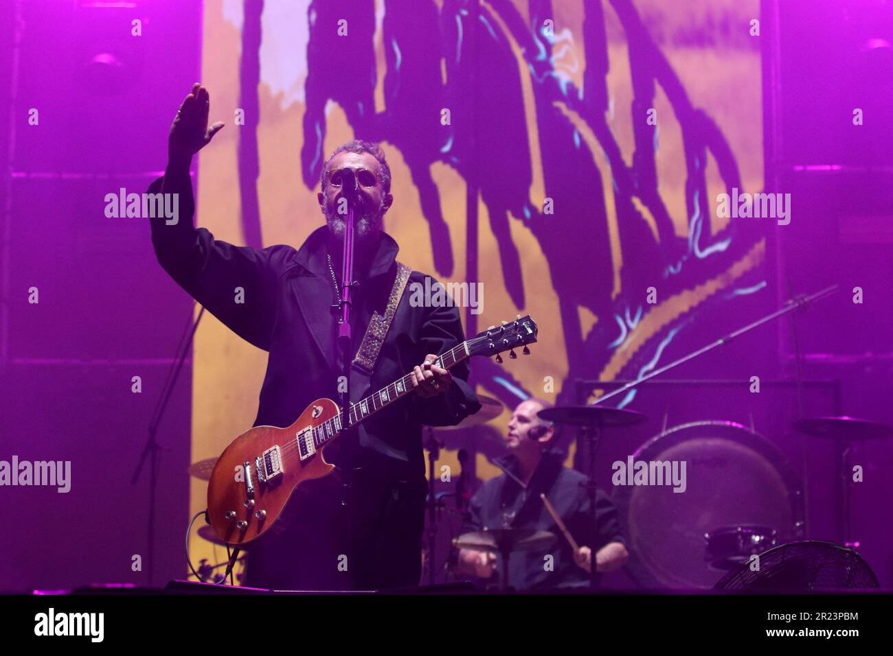 Mexico City, Mexico. 12th May, 2023. May 12, 2023, Mexico City, Mexico: Ismael 'Tito' Fuentes member of Mexican band Molotov performs on stage as part of their ‘EstallaMolotov' tour at Foro Sol. on May 12, 2023 in Mexico City, Mexico. (Photo by Ismael Rosas/ Eyepix Group) (Photo by Eyepix/NurPhoto) Credit: NurPhoto SRL/Alamy Live News Stock Photo