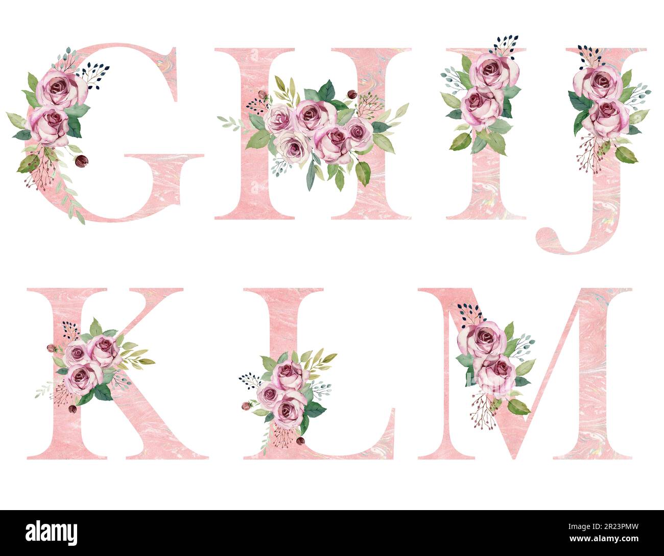 Watercolor Floral Alphabet Stock Photo Alamy