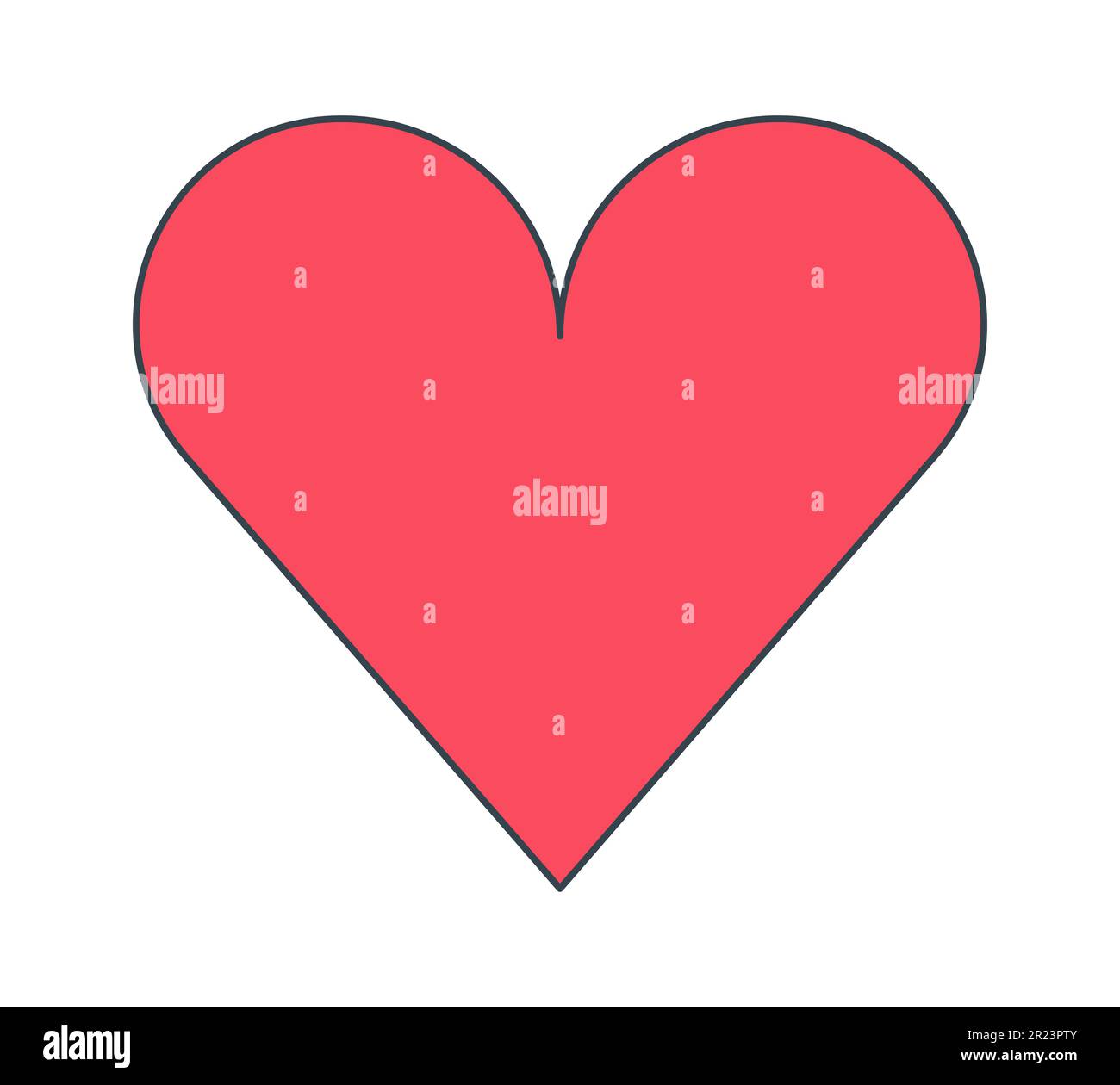 Red heart shape flat line color isolated vector object Stock Vector