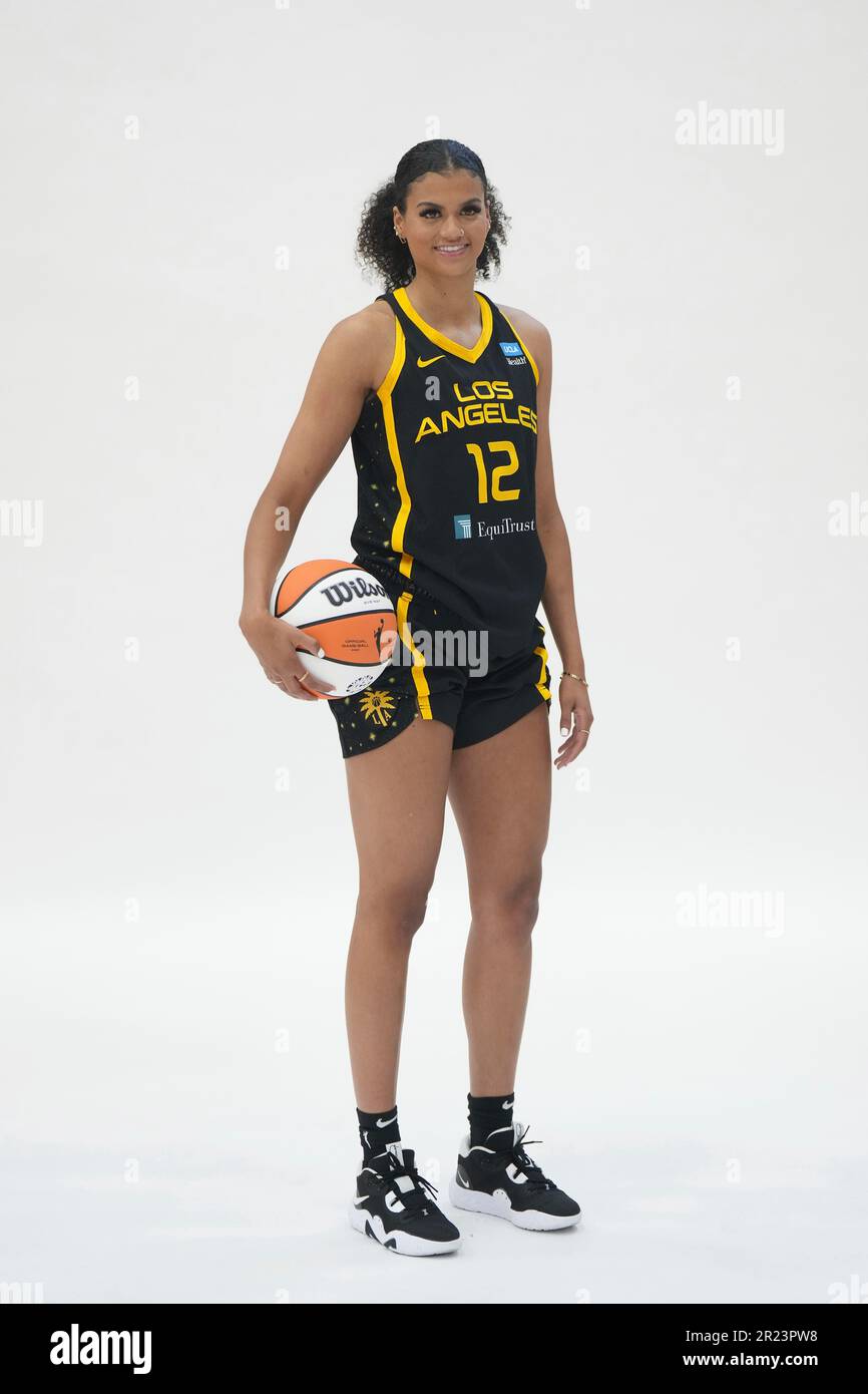 LA Sparks forward Rae Burrell (12) poses during media day, Thursday May 4,  2023, in Torrance, Calif. (Kirby Lee via AP Stock Photo - Alamy