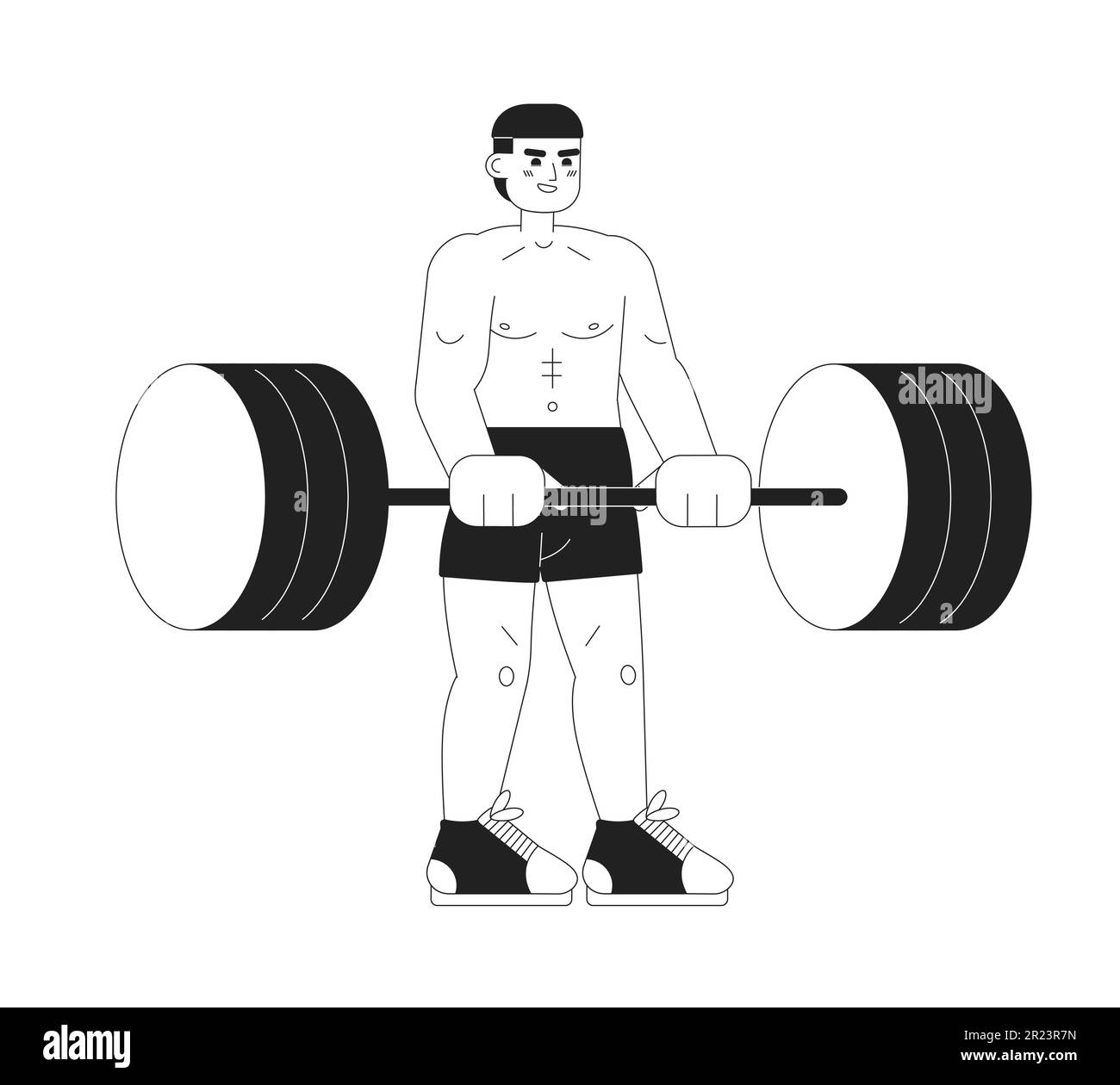 Man doing Sumo Barbell deadlifts exercise. Flat vector