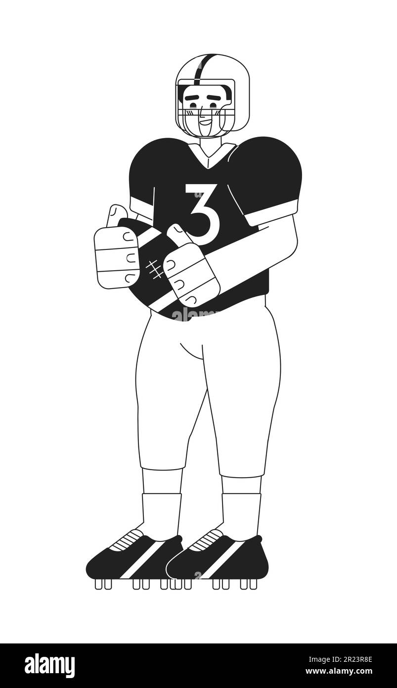 Rugby player wearing american football uniform monochromatic flat
