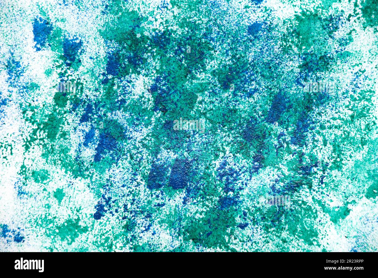 Abstract blue background with green paint white background Stock Photo