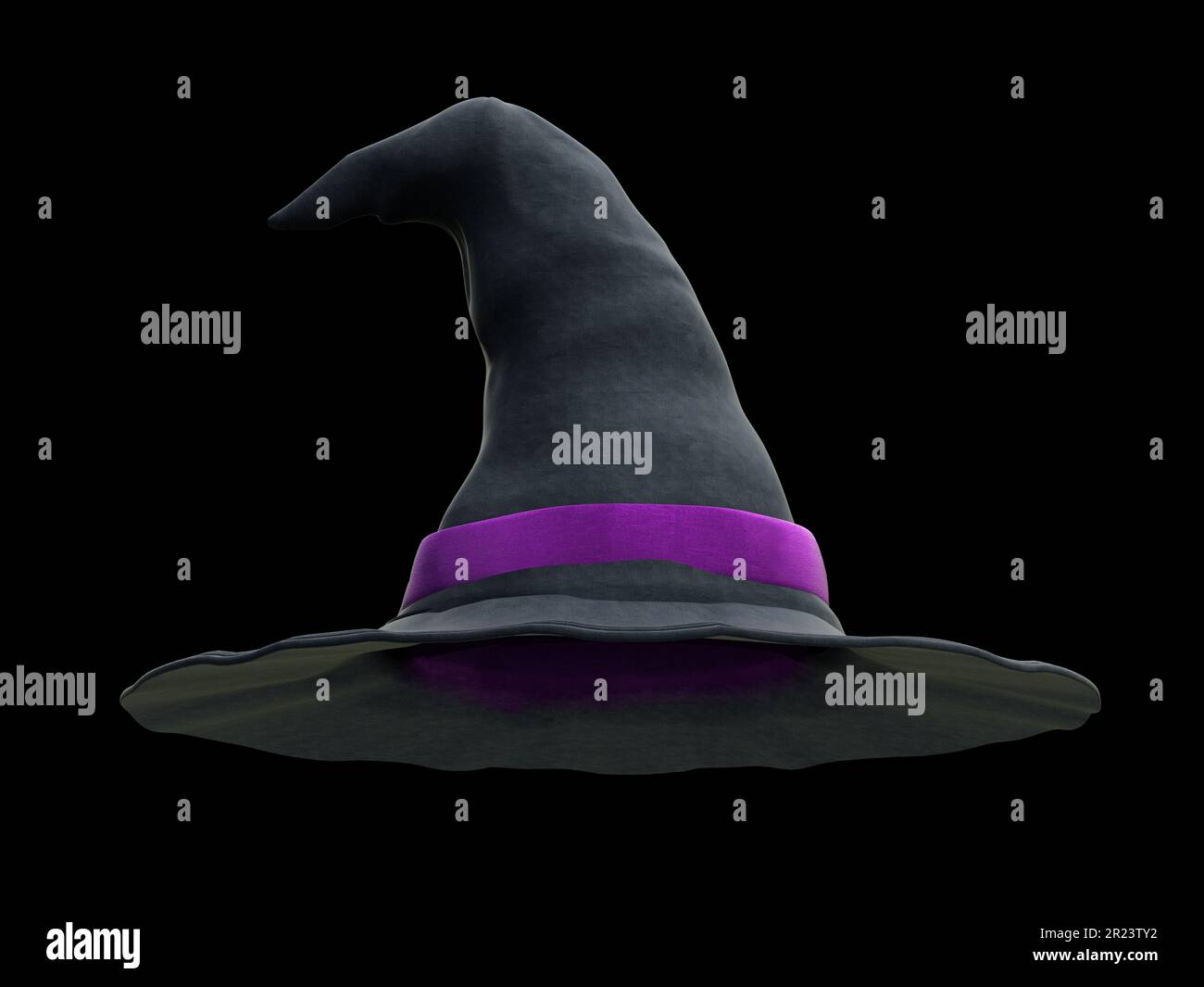 Witch hat isolated on black background. 3D illustration Stock Photo - Alamy