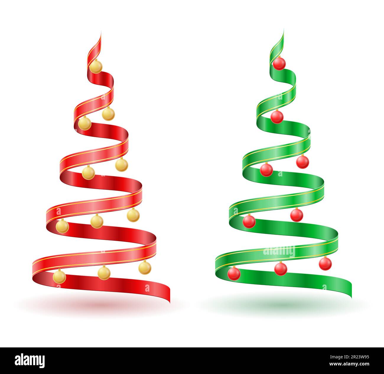 christmas and new year tree made of red ribbons vector illustration ...