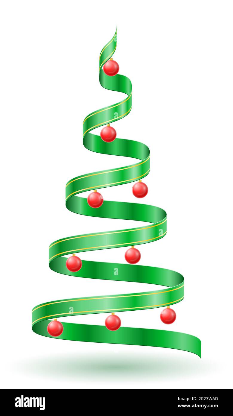 christmas and new year tree made of red ribbons vector illustration ...
