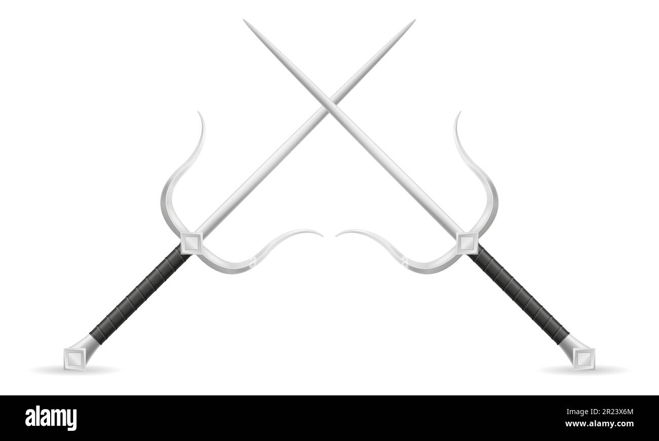 sai dagger ninja weapon japanese warrior assassin vector illustration isolated on white background Stock Vector