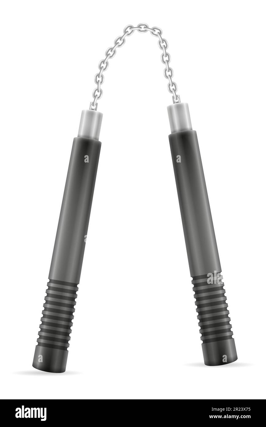 nunchaku ninja weapon japanese warrior assassin vector illustration