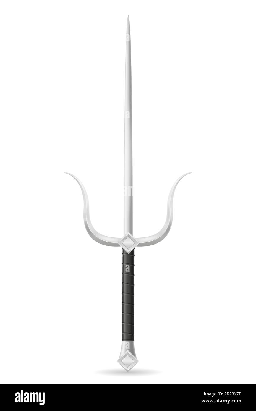 sai dagger ninja weapon japanese warrior assassin vector illustration isolated on white background Stock Vector