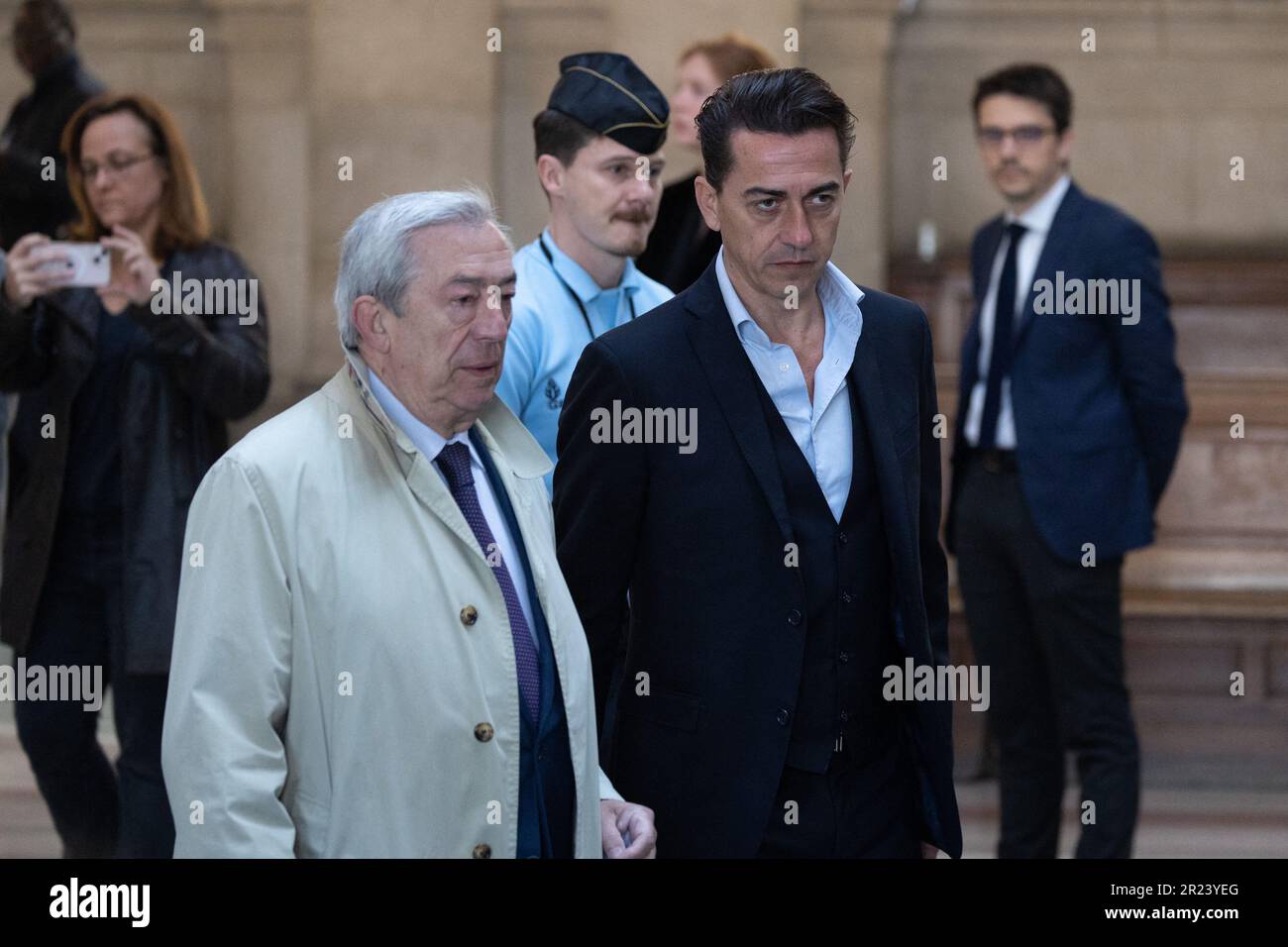 Defendant and former magistrate Gilbert Azibert and his lawyer ...