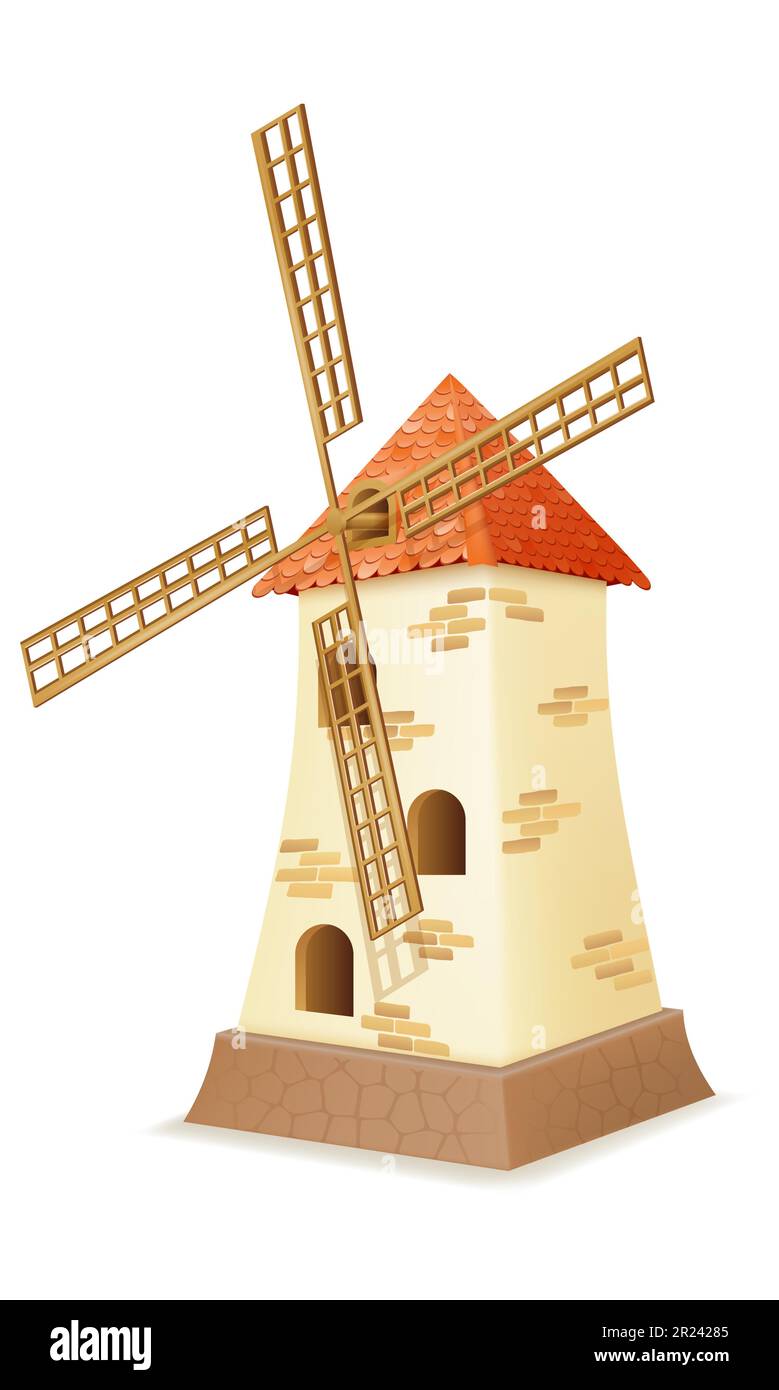 old mill windmill on a farm for grinding grain into flour vector