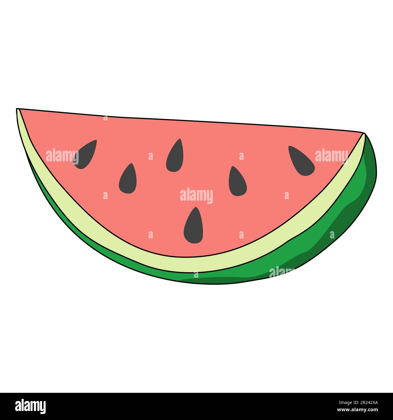 Fresh ripe watermelon slice, flat vector illustration Stock Vector