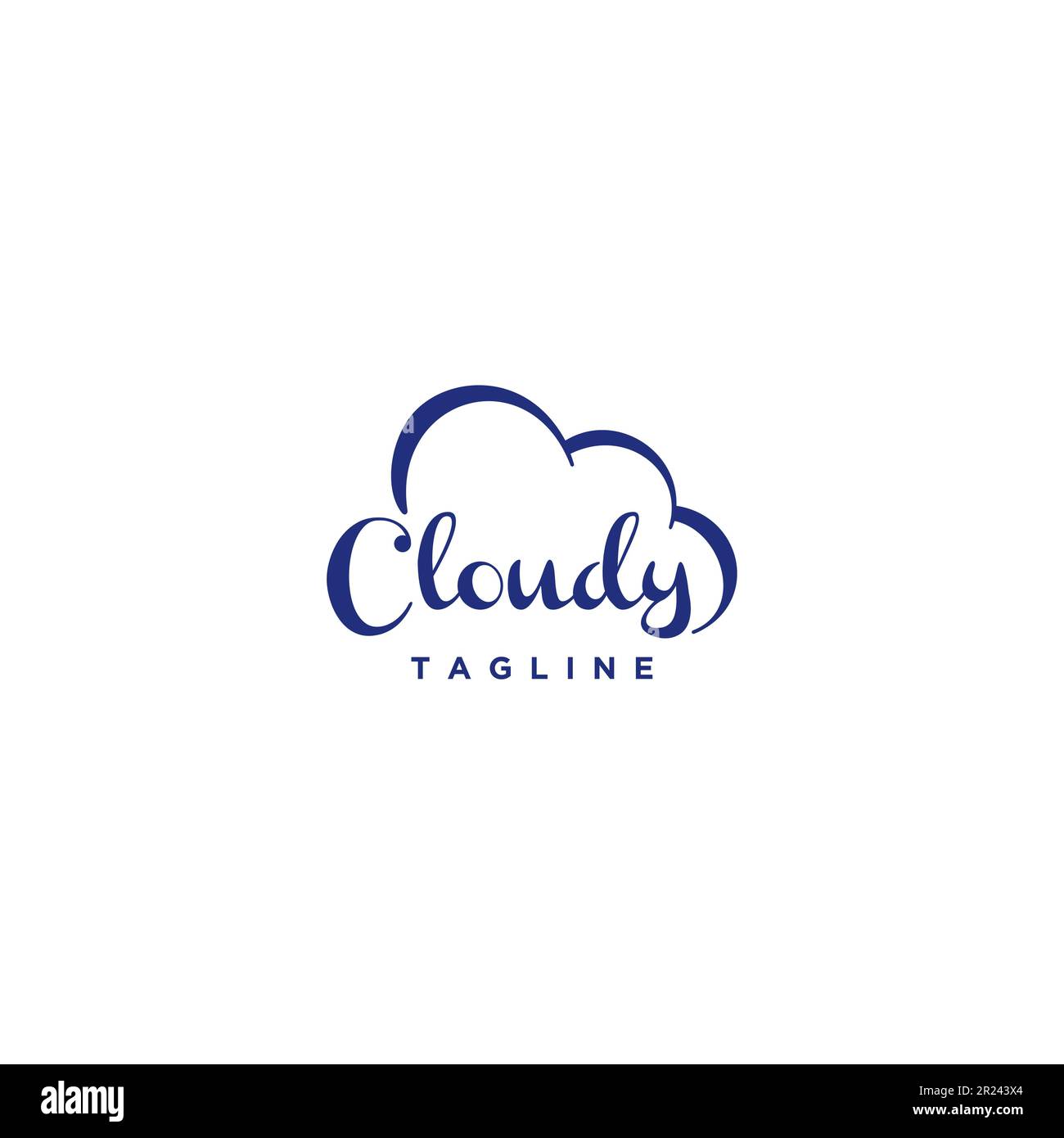 Cloud word mark logo design. The word mark is designed with script letters from the word cloud with an accent that forms the cloud. Stock Vector