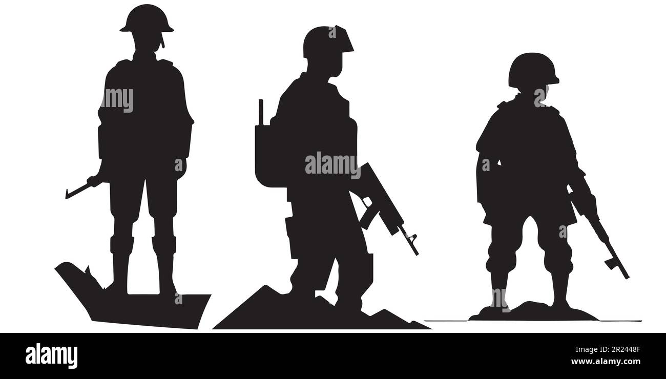 A solder black silhouette vector illustration. Stock Vector