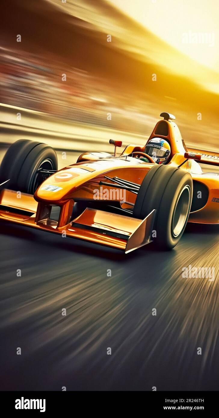 A Cinematic Close-up of a Racing Car on a Sunset-lit Track Stock Photo -  Alamy