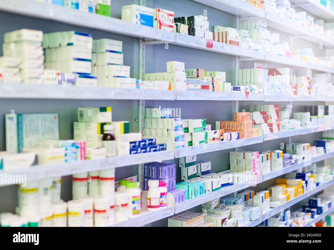 https://c8.alamy.com/comp/2R2495X/pharmacy-shelf-and-boxes-for-product-empty-or-pharmaceutical-stock-for-wellness-health-and-interior-shop-store-and-retail-healthcare-with-storage-2R2495X.jpg