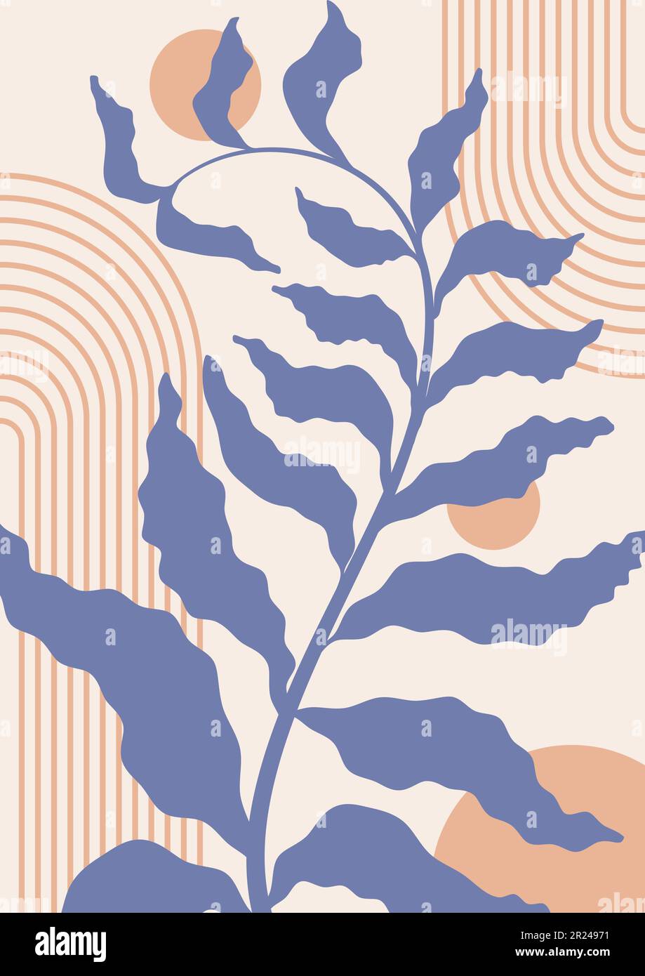 Botanical branch boho minimalist wall art illustration Stock Vector ...