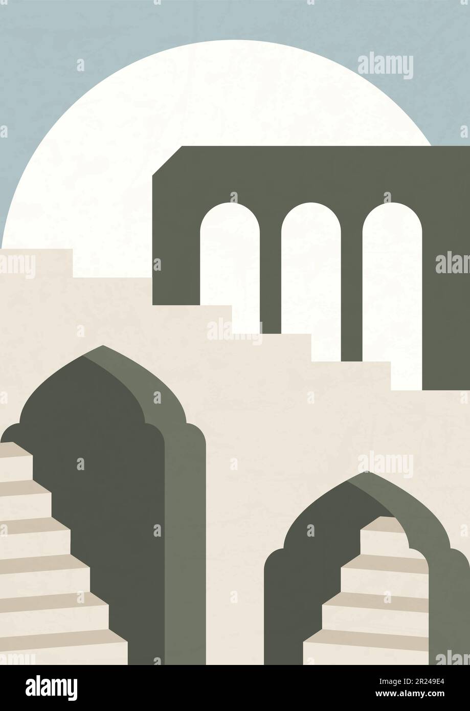 Minimalistic Moroccan architecture staircase elements poster ...