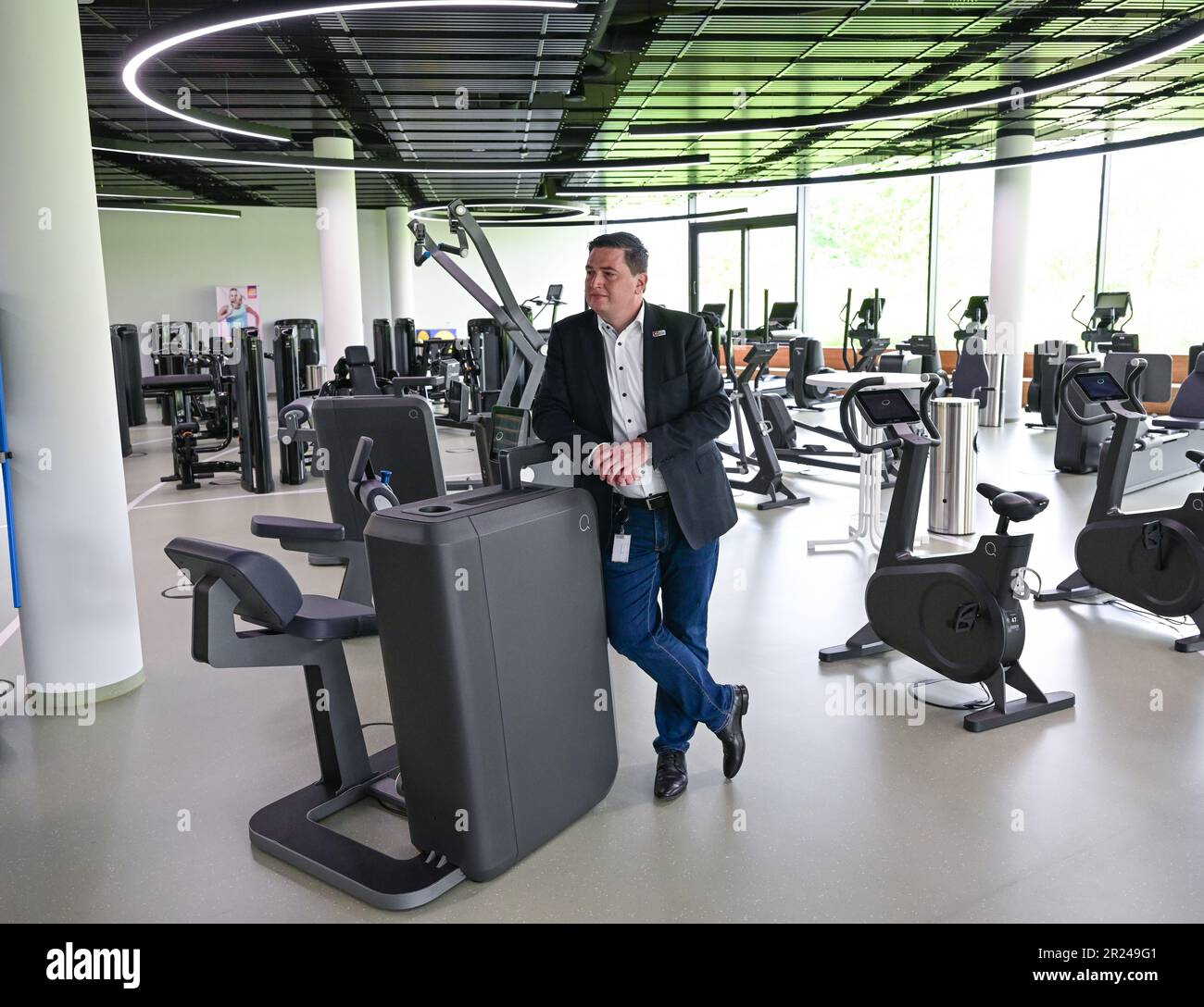 17 May 2023 Baden Wurttemberg Bad Wimpfen Christian Hartnagel chairman of the management board of the food discounter Lidl stands in the fitness studio at the company s headquarters in Bad Wimpfen dur...