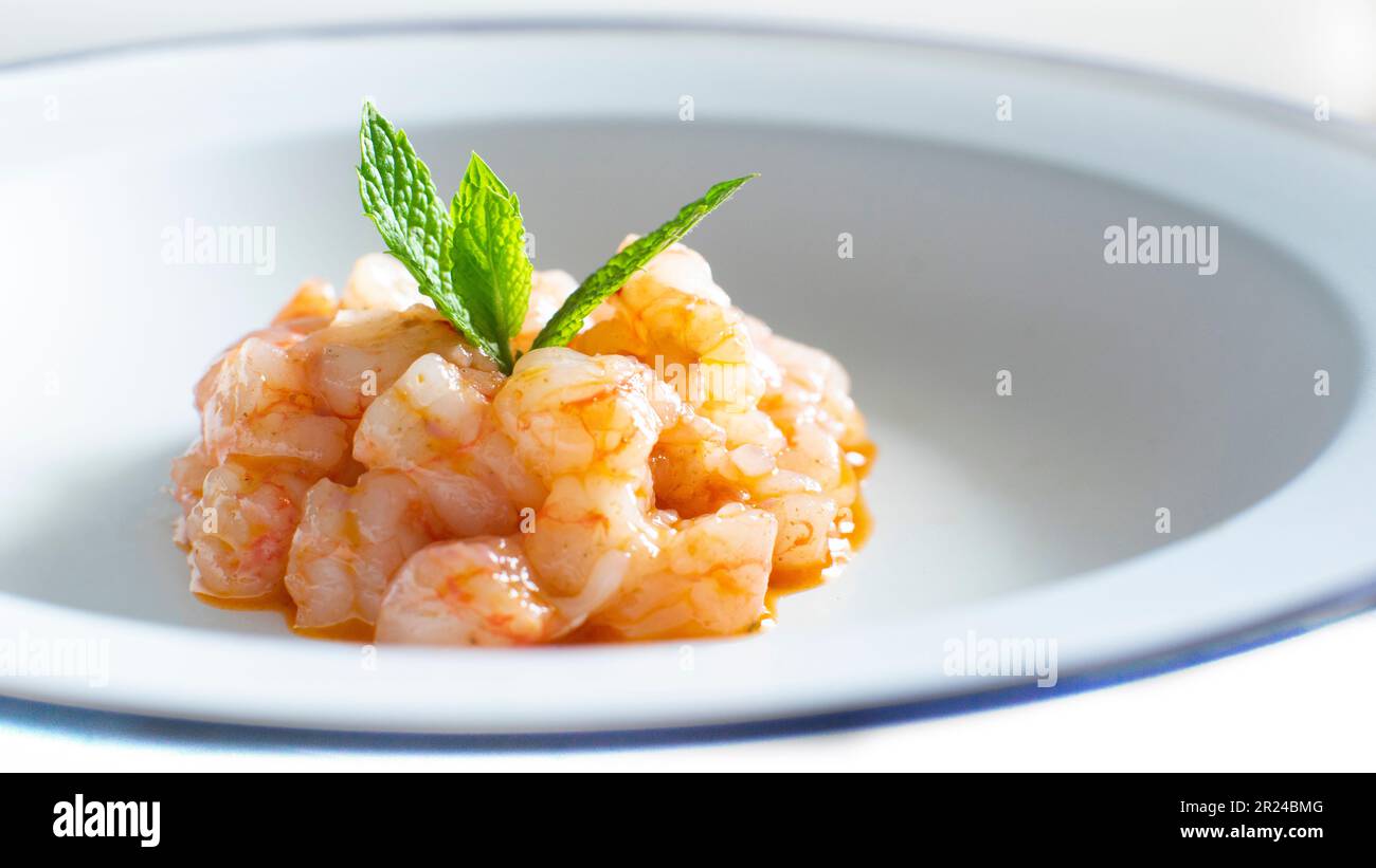 Ibiza Red shrimp tartare. Stock Photo