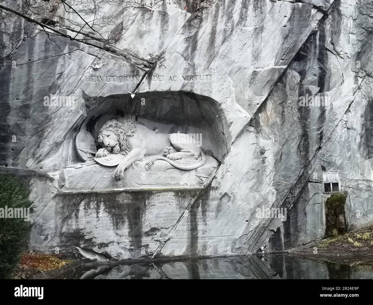 An outdoor statue of the dying lion in Lucerne, Switzerland Stock Photo