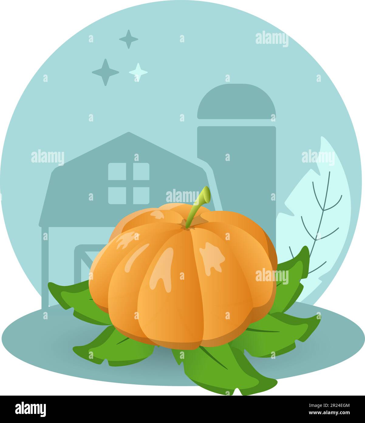 Pumpkin Illustration Vegetable Leaf Segments Big Editable Vector