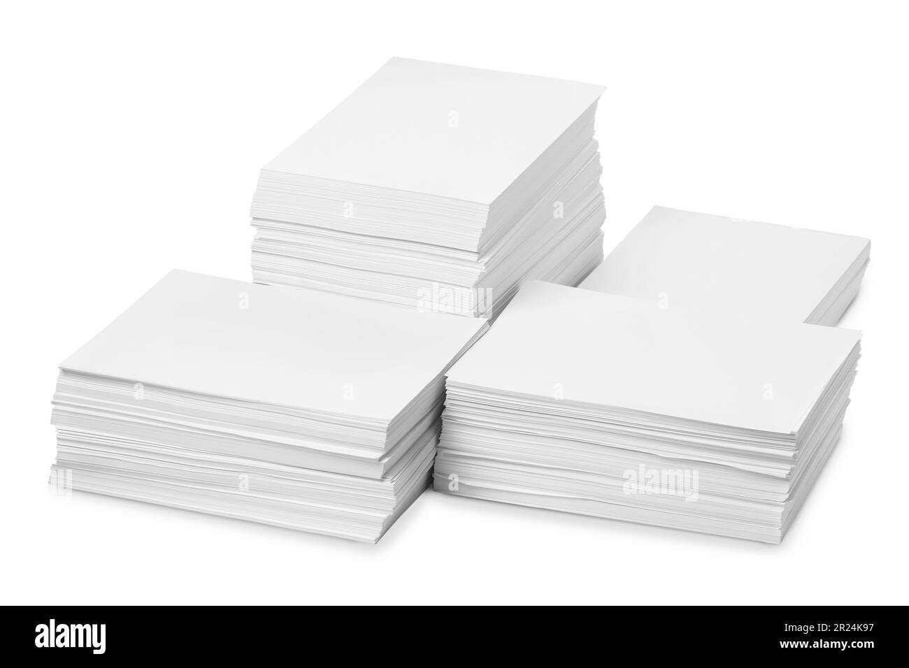 Stacks Of Paper Sheets On White Background Stock Photo - Alamy