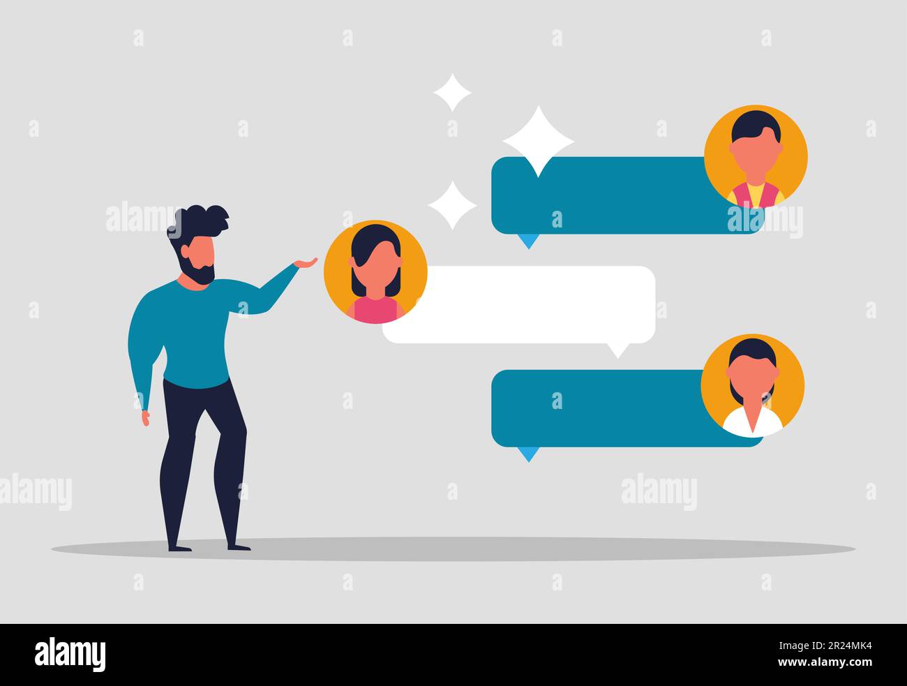 Online assistant software, helps the user to get information by himself. Self-service program, online data management. Vector illustration concept Stock Vector