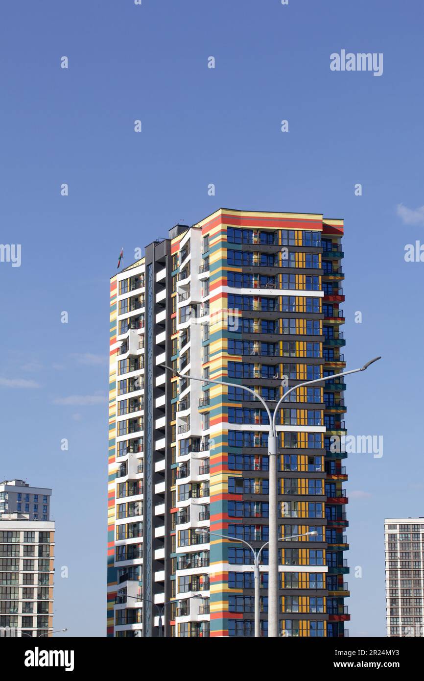 Picture of Modern high-rise buildings made of concrete and glass. Color design of ...