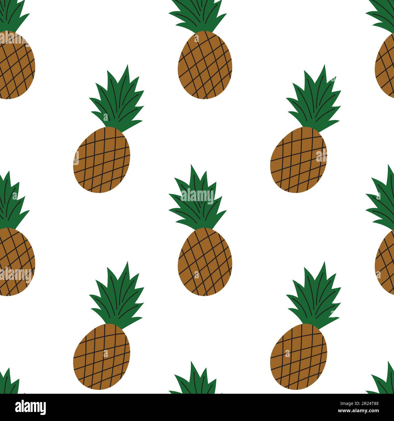 Cool seamless pineapple cartoon pattern with beach and summer for print. Stock Vector