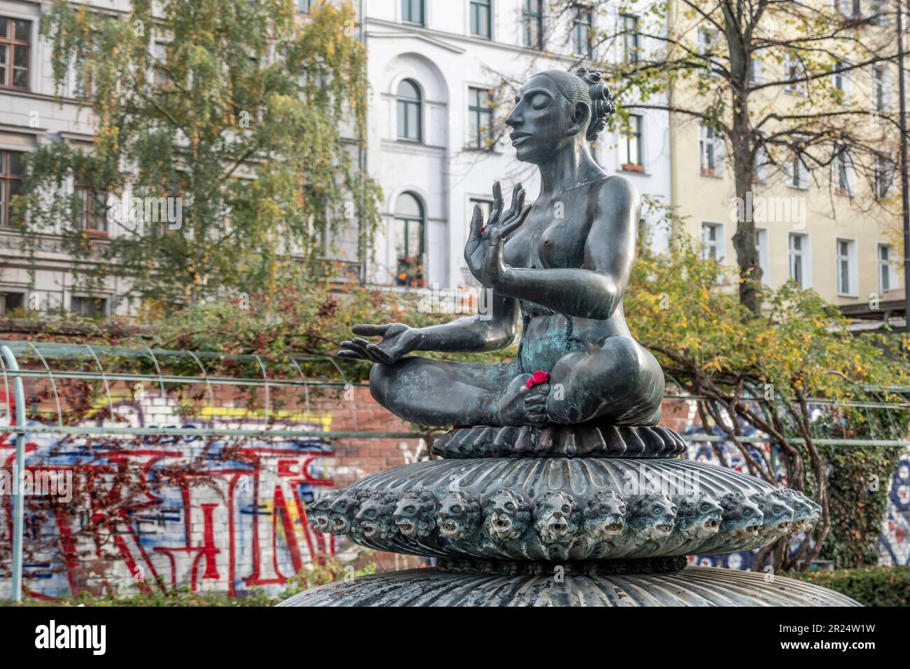 Indian fountain, Luisenstadt Canal, Kreuzberg, Berlin Stock Photo