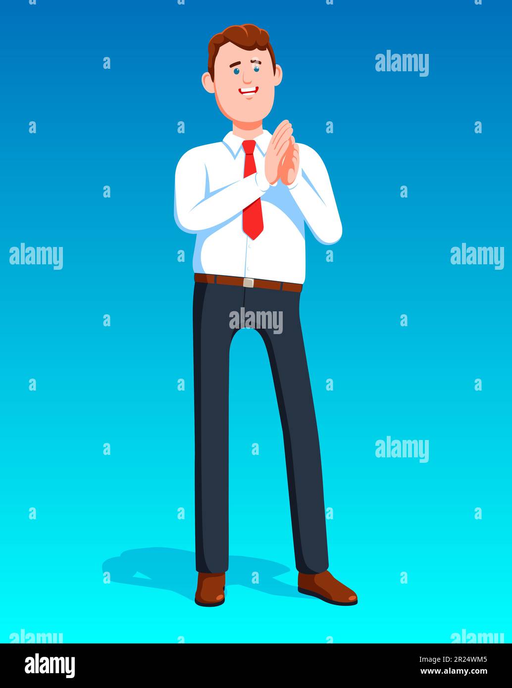 Businessman applauds while standing Stock Vector