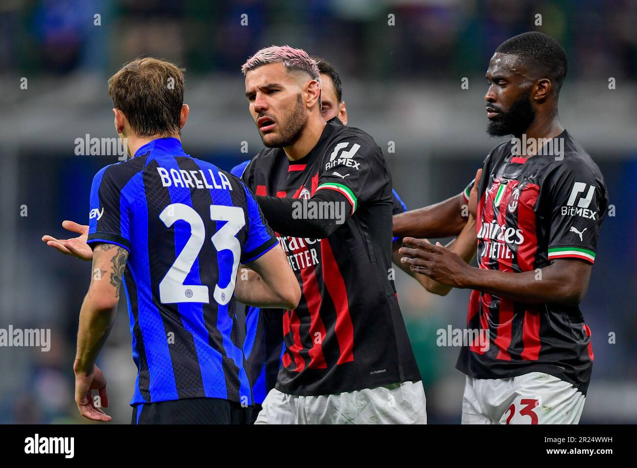 Milano, Italy. 16th May, 2023. Nicolo Barella (23) of Inter and Theo ...