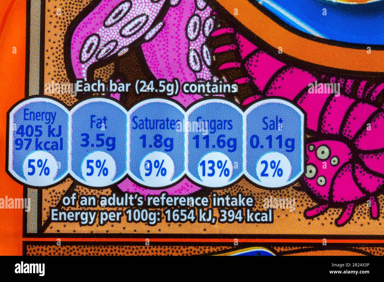 Nutritional information nutrition facts label on pack of McVities Jaffa