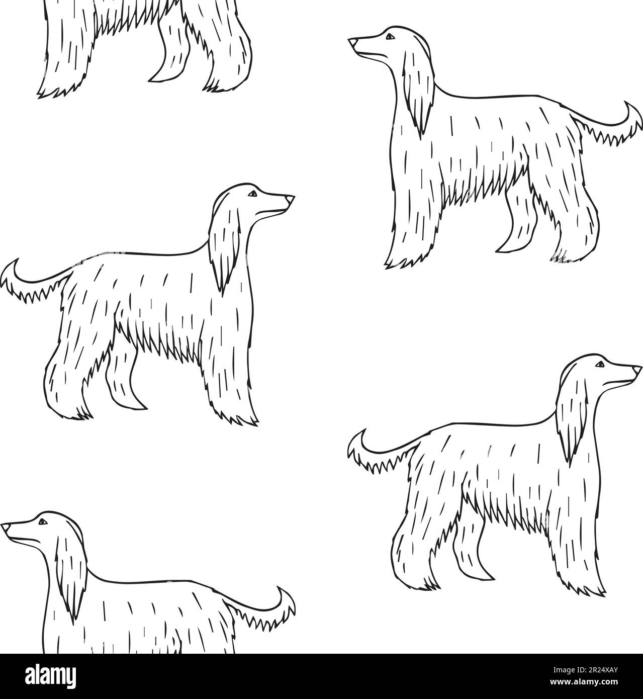 Vector seamless pattern of hand drawn doodle sketch Afghan hound dog
