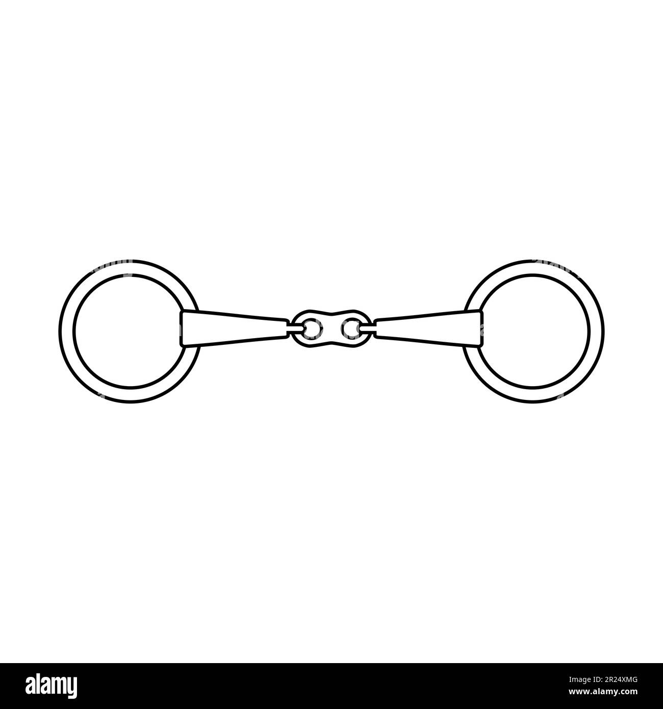 Vector flat outline horse equestrian bit isolated on white background