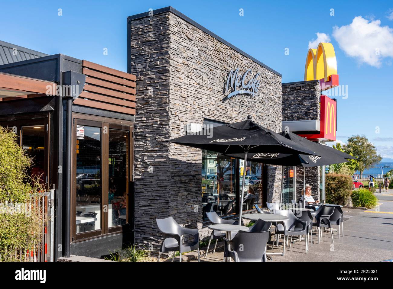 McDonalds Cafe/Restaurant, Lake Taupo, North Island, Waikato Region, New Zealand. Stock Photo