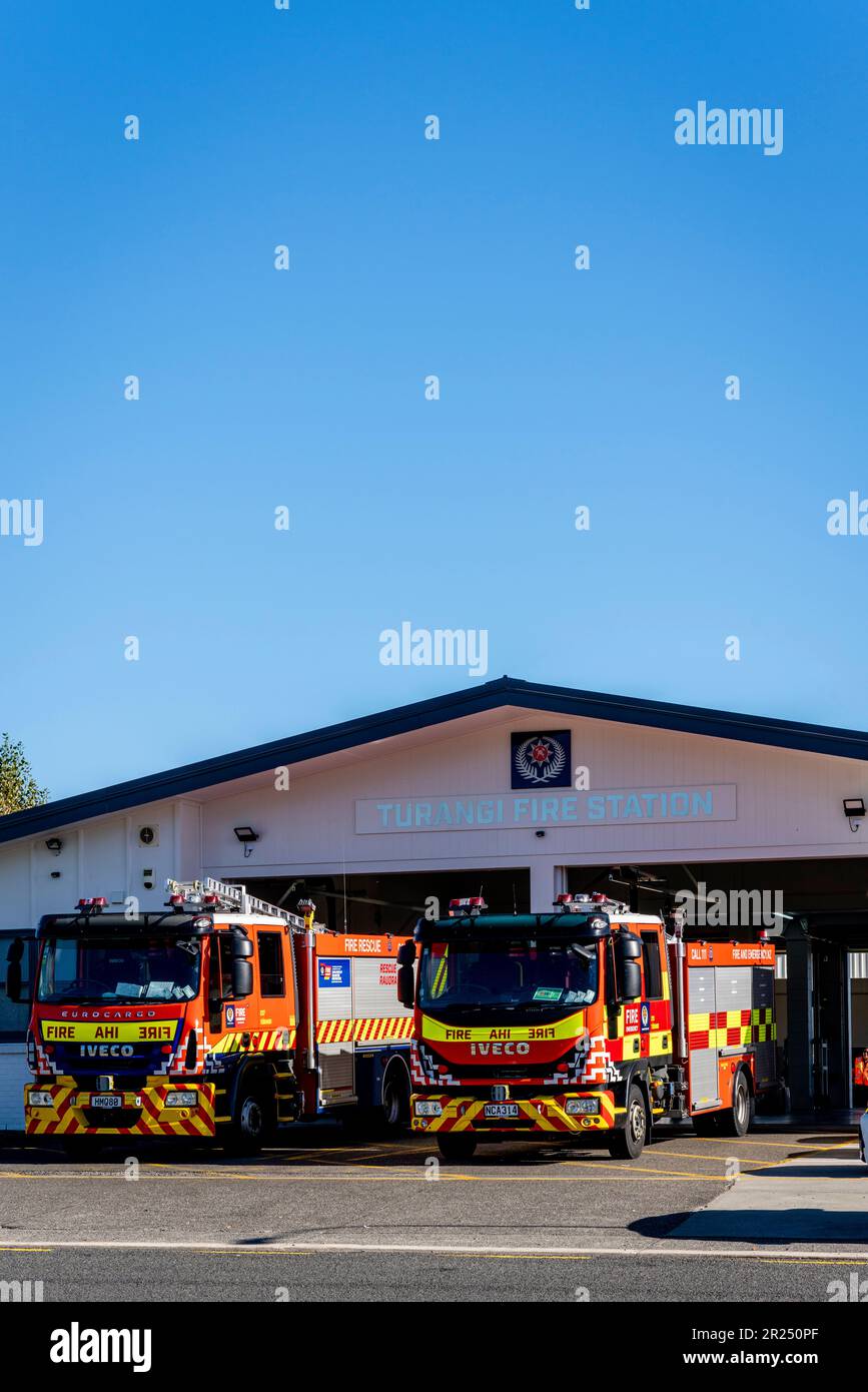 The Fire Station at Turangi, Lake Taupo Region, New Zealand. Stock Photo