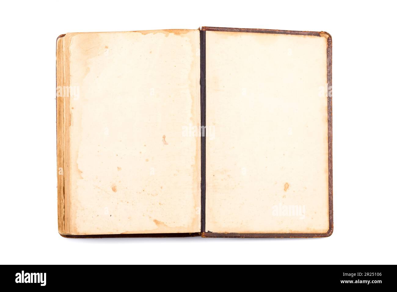 Open Old Book Blank On White Background Stock Photo - Alamy